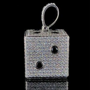 Breloques dés en moissanite sertie de diamants, unisexe, en argent sterling 925 plaqué rhodium, bijoux hip-hop, cadeau tendance pour lui - Product Image 4