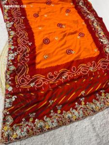Good Quality Peliya with Bandhani Print & Butti & Multi-Cording Motif-work C-Pallu <b>Saree</b>-Running <b>Blouse</b> Supplier from Surat - Product Image 2