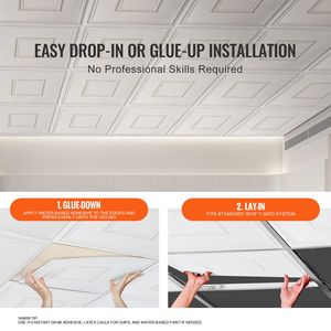 Piastrelle per Controsoffitto in PVC Premium, Confezione da 12, 60x60 cm, Facili da Installare e Tagliare, Piastrelle in Plastica Adesiva per Montaggio a Incastro - Product Image 5