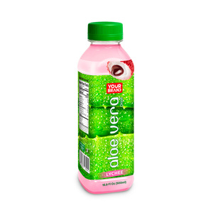 500ml Natural Aloe Vera Lychee Flavor Juice Drink Squeezed Fruit Wholesale Custom Label Beverage PET <b>Bottle</b> Manufacturer - Product Image 1