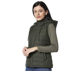 Vestes bouffantes sans manches à fermeture éclair pour femmes, fermeture éclair, coupe-vent, élégant, logo personnalisé pour femmes, manteau d'extérieur - Product Image 2