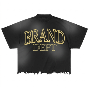 High Quality Screen Printing T Shirt Men Clothing Sun Faded 100% Cotton Fashion Hot Demanded Printed Acid Washed <b>Tshirt</b> for Men - Product Image 4