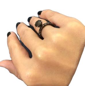 Bague en argent sterling 925 avec moissanite noire, grande taille, bague de fiançailles en diamant, bijoux personnalisés, cadeau pour elle - Product Image 1