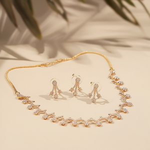 Antique Gold Plated Hawaiian Floral Jewelry Set-1 Gram Fine Necklace and Earrings - Product Image 2