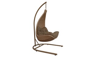 <b>Outdoor</b> Rattan Hanging <b>Chair</b> With <b>Metal</b> Frame And Cushion Contemporary Garden Swing <b>Chair</b> For Patio Or Balcony - Product Image 4