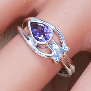 <b>Ready</b> to Ship 925 Sterling Silver Amethyst Pear Faceted Ring In Stock Low MOQ Sample Order - Product Image 2