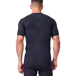 T-shirt de compression personnalisé bleu marine à manches courtes pour homme, col ras du cou, ajusté, pour entraînement sportif, vêtement de sport, sous-vêtement de base pour la gym - Product Image 5