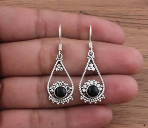 Venta al por Mayor de Ónix Negro Natural en Forma de Gota, Plata de Ley 925, Chapado en Plata, Piedra Preciosa Geométrica, Lujo para Bodas, Precio al por Mayor del Fabricante - Product Image 4