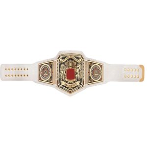 เข็มขัดแชมป์ WWE สหราชอาณาจักรสำหรับผู้หญิง คุณภาพพรีเมียม สายสีขาว ดีไซน์สีทอง ปรับแต่งชื่อได้ - Product Image 1