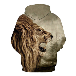 Sweat à capuche imprimé numérique, motif lion, sublimation intégrale, coupe décontractée, molleton doux brossé, streetwear - Product Image 2