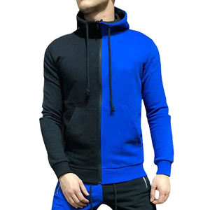 Sweat-shirt à capuche zippé pour homme, color-block, manches longues, décontracté, avec poches latérales, pour l'automne - Product Image 4