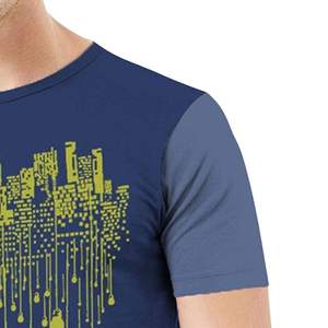 T-shirt en coton pour homme de qualité supérieure OEM, manches courtes, imprimé avec une ampoule de ville, vêtement décontracté, col rond, coupe régulière - Product Image 3