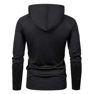 Sudadera con Capucha Negra para Hombre, Cierre de Cremallera, Corte Ajustado, Secado Rápido, Diseño Deportivo, Manga Larga, para Otoño - Product Image 4