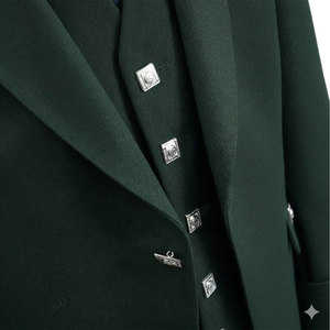 Veste et gilet Prince Charlie vert pour homme, tenue formelle écossaise des Highlands, sur mesure - Product Image 3