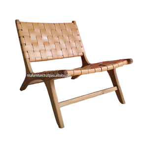 เก้าอี้ไม้สักเนื้อแข็งสไตล์โมเดิร์นเก้าอี้เลานจ์ทำจากหนังแท้ทอเก้าอี้ผ่อนคลายสำหรับรับประทานอาหารห้องนอนห้องนั่งเล่นเฟอร์นิเจอร์ภายในบ้าน - Product Image 2