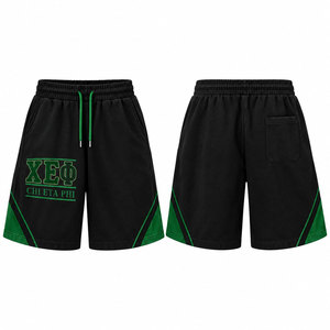 Shorts Bermuda en coton vert Chi Eta Phi avec bordure jaune, taille à cordon de serrage, style décontracté, shorts pour hommes, logo imprimé sur le devant - Product Image 4