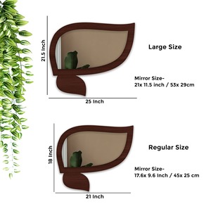 New design Leaf shape wooden brown color wall <b>mirror</b> decorative <b>mirror</b> customized size color available for Entryway dining space - Product Image 6