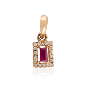 14K <b>Solid</b> <b>Gold</b> Pear Cut Ruby Halo Diamond <b>Pendant</b> Necklace - Product Image 2
