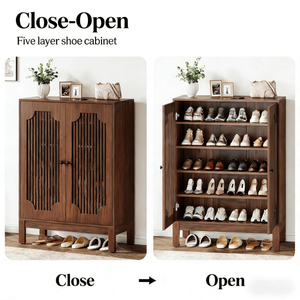 Mobile Portascarpe Moderno in Legno Massello con Ripiani Regolabili per Arredamento Casa - Product Image 4