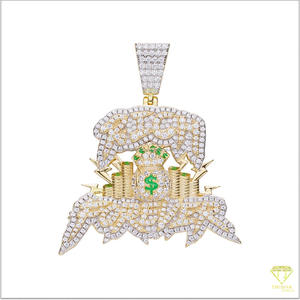 Collar de Hip Hop con Colgante 'Rich Forever' con Diamantes de Moissanita, Chapado en Oro, Joyería de Lujo, Regalo - Product Image 3