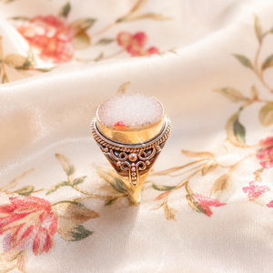Pink Rose Quartz Druzy <b>Ring</b> 925 Sterling Silver Rose Gold Yellow Gold Plated Handmade Vintage Statement <b>Ring</b> <b>for</b> Unisex <b>Men</b> Her - Product Image 4