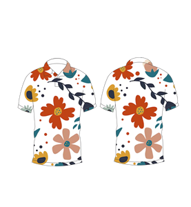 เสื้อโปโลผู้ชายสีขาวพิมพ์ลายดอกไม้หลากสีลำลองแขนสั้นแฟชั่นฤดูร้อน - Product Image 6