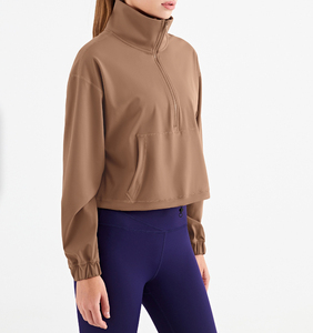 Chaqueta Deportiva Corta de Nylon y Spandex Suave para Mujer, con Media Cremallera, para Otoño e Invierno, Ideal para Correr y Hacer Ejercicio - Product Image 2