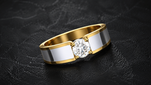Anillo de Diamante Cultivado en Laboratorio Clásico Solitaire para Hombre, Oro Amarillo de 18K, Anillo de Bodas - Product Image 3