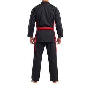 Tenue de compétition de karaté noire intense avec bordure contrastante rouge pour arts martiaux - Product Image 2