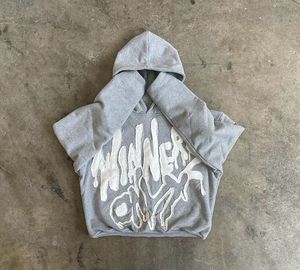 Custom Cropped Vintage Oversized Drop Shoulder Men's Hoodies 100% Cotton Distressed Embroidery Wholesale Unisex Autumn Wear Y2K - Product Image 3