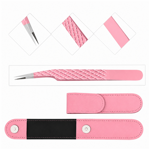 Pinzas de Acero Inoxidable Rosadas con Punta Dentada, Herramienta de Precisión para Extensión de Pestañas - Product Image 4