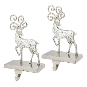 Colgador de Navidad Personalizado al por Mayor, Decoración de Ciervo con Mosaico Plateado, Soporte para Calcetines Navideños - Product Image 1