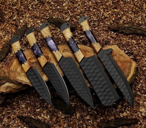Ensemble de couteaux de chef japonais, acier Damas forgé à la main, manche en bois, 8-9,9 pouces, couteaux de cuisine pour droitiers - Product Image 3