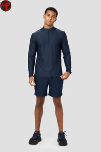 T-shirt de sport à manches longues pour homme avec fermeture éclair 1/4, séchage rapide, pour fitness et entraînement, décontracté, uni - Product Image 6