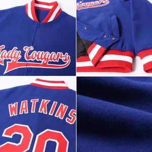 Royal Red <b>White</b> Custom Varsity <b>Jacket</b> Full Snap Letterman <b>Jacket</b> Bomber <b>Jacket</b> For <b>Men</b> Outdoor Casual Baseball Team <b>Jacket</b> - Product Image 5
