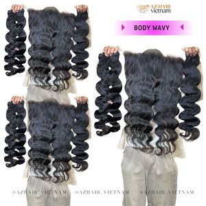 100% paquets ondulés de corps alignés sur les cuticules du fournisseur, extensions de cheveux bruts humains à double tirage - Product Image 3