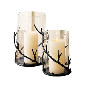 Elegante Juego de 2 Portavelas de Cristal con Diseño de Rama Metálica Negra, Soporte Decorativo para Velas de Cristal Transparente para Hotel, Restaurante, Boda - Product Image 1