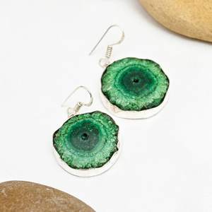 Pendientes Colgantes de Plata de Ley 925 Hechos a Mano con Cuarzo Druzy Verde Solar, Joyería de Piedras Preciosas, Regalo - Product Image 5