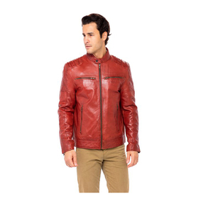 Chaqueta de Motociclista Retro Urbana para Hombre Jaffico International, de Cuero PU, Corte Ajustado, con Cierre, Estilo Casual, para Otoño - Product Image 1