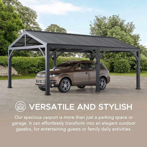 Kit de carport métallique robuste 12x20 pieds avec toit en acier galvanisé, cadre imperméable et anticorrosion pour le stationnement des voitures et l'utilisation en garage - Product Image 5