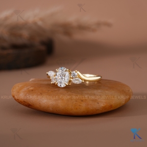 Bague de fiançailles classique en or massif avec diamant ovale de laboratoire, bijoux fins pour mariée, sur mesure pour femme, cadeau de fête - Product Image 4