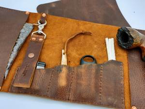 Custom Genuine <b>Leather</b> Pipe Roll Storage Bag Handcrafted <b>Tobacco</b> <b>Pouch</b> Case Vintage Travel Smoking Accessories PRB-0002 - Product Image 4