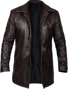 Chaqueta de Cuero de Oveja Auténtica para Hombre, Color Marrón, Cierre de Botones 3QTR, Cremallera, Talla Grande, Transpirable, Impermeable y Resistente al Viento, para Primavera - Product Image 1