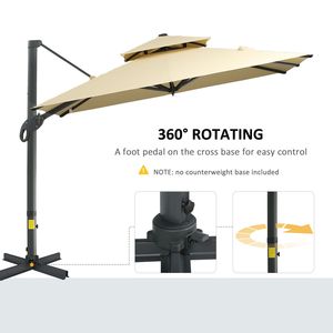 Ombrellone da Patio Beige da 3m con Design a Sbalzo, Base Quadrata in Alluminio, Inclinazione a 360 Gradi, Raggio di 3m, Ideale per Hotel - Product Image 5