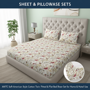 Juego de Sábanas de Algodón Estilo Americano, 300 Hilos, Suaves, para Cama Individual, con Sábana Ajustable y Plana, para Uso Doméstico y Hotelero - Product Image 3