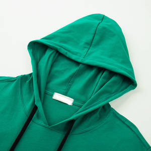 Men Blank Hooded Short Sleeve Solid Color Cotton Custom Designing Summer Outdoor Sports Wear Basic Cotton <b>Blended</b> Hoodie Men's - Product Image 4