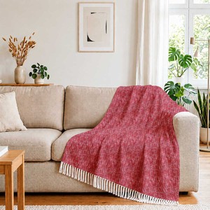 Red Color Cotton Throw Eco Friendly High Quality Cotton Throw <b>Blanket</b> for Home With Fringes Design at affordable Price. - Product Image 1