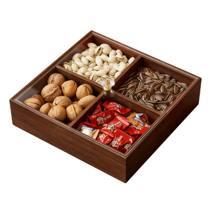 Whole sales <b>Square</b> Glass Serving Dishes <b>Set</b> With Wooden Tray Minimalist Design Dishwasher Safe For Party Use Candy Storage Box - Product Image 6