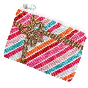 Gift Multi Seed Beaded Coin Pouch Wallet Beautiful Fashionable Accessory with Fashionable Accessory Features - Product Image 1