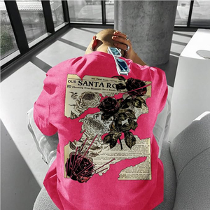 Mens Acid Wash Tshirt Oversized Vintage Graphic T-Shirts Cool Grunge <b>Rose</b> Floral Shirt Trendy Y2K Streetwear Tee <b>Tops</b> - Product Image 3